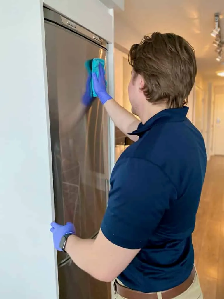 Whiskey Jack Cleaning team member professionally cleaning a kitchen